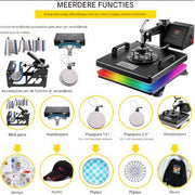 Warmte persmachine - 10 in 1 Hittepers - T-shirt - Transferpers voor Bedrukking