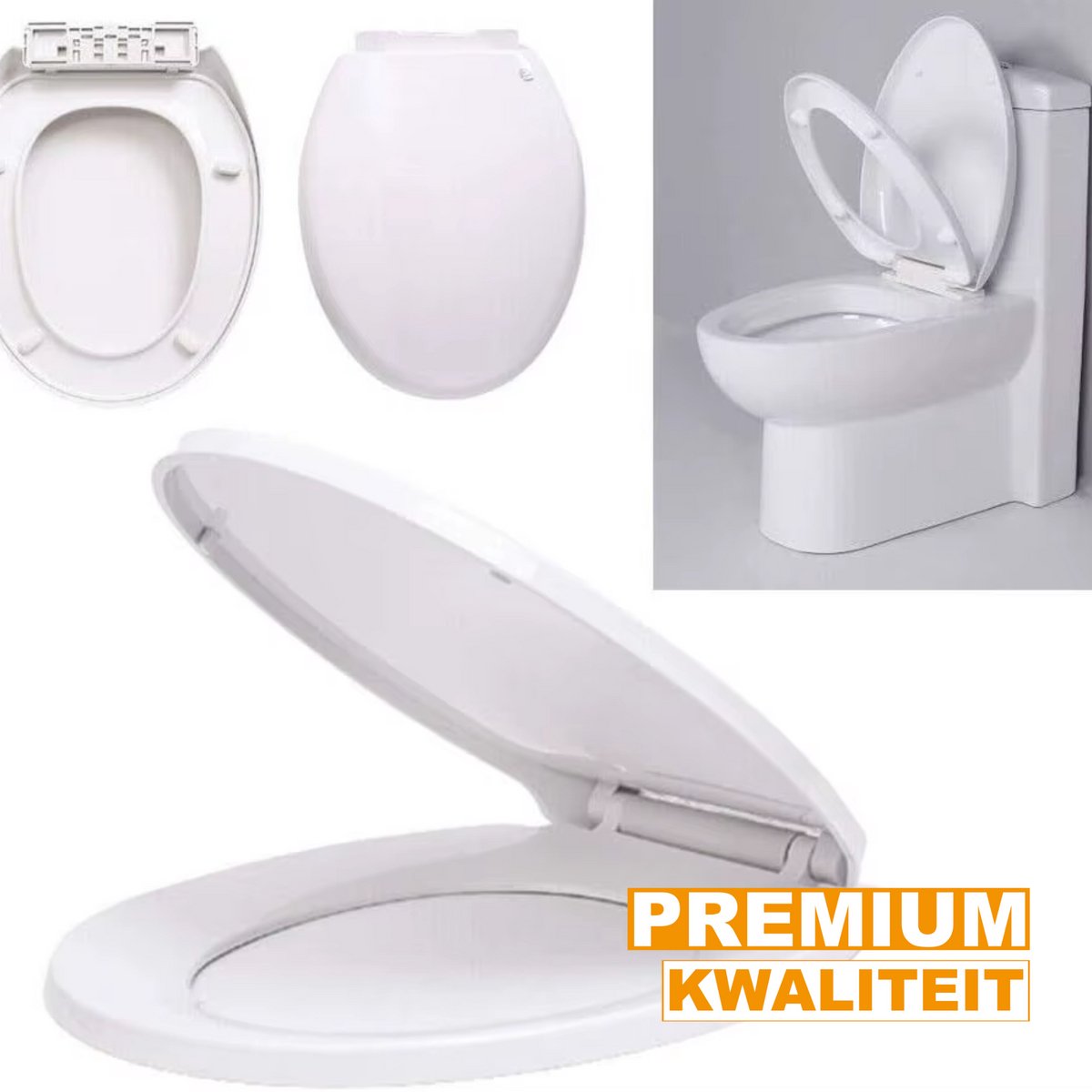 Toiletbril Norien - Softclose Wit met Snelsluiting - Duuroplastisch Antibacterieel Toiletdeksel - Stevige Toiletbril