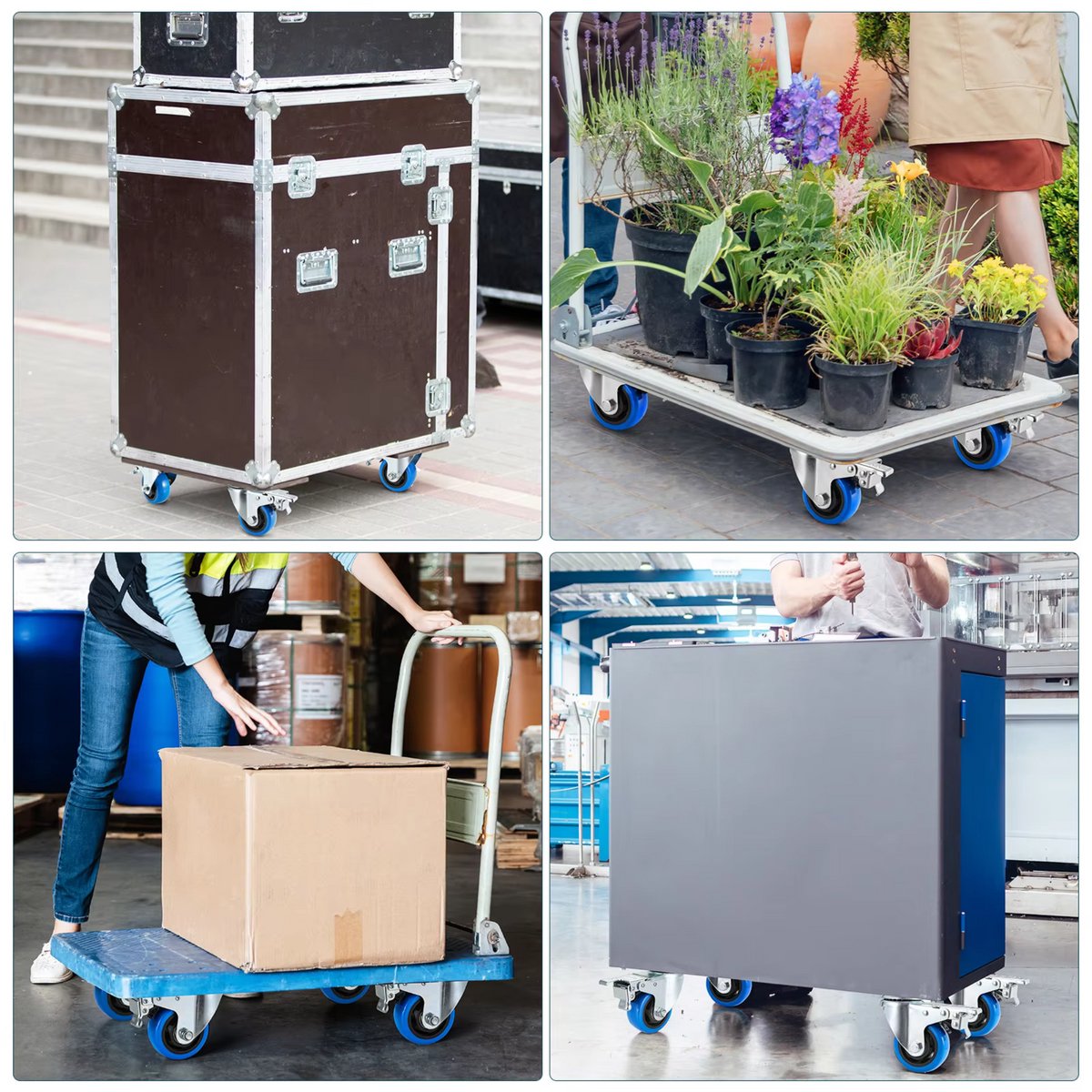 Zwenkwielen met rem - Set van 4 - 125 mm - Set van 4 - Transportrollen - Zware wielen - 170KG Draagvermogen