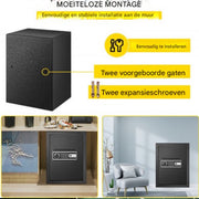 Brandwerende kluis 60L - Waterdicht - Met cijferslot, vingerprint of sleutel - Voor thuis of kantoor - Zwart - Elektrisch