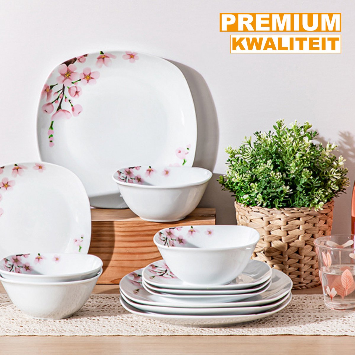 Ventina Serviesset - 24 delig - 8 persoons - Baby blauw - Dinerborden - Bordenset - Diepe borden - Ontbijtborden - Servies - Keukenservies