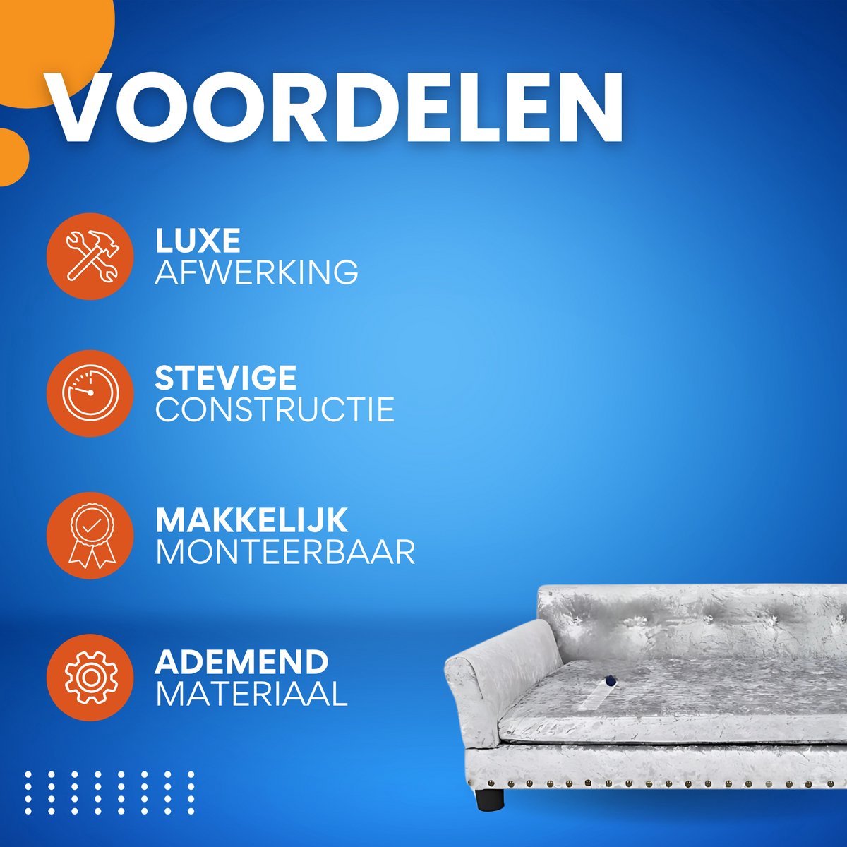 Hondenbank Princesso Fioren - 93cm - Hondenbed - Hondensofa op poten - Hondenzetel - Comfort en zacht - Afneembaar kussen - Zacht