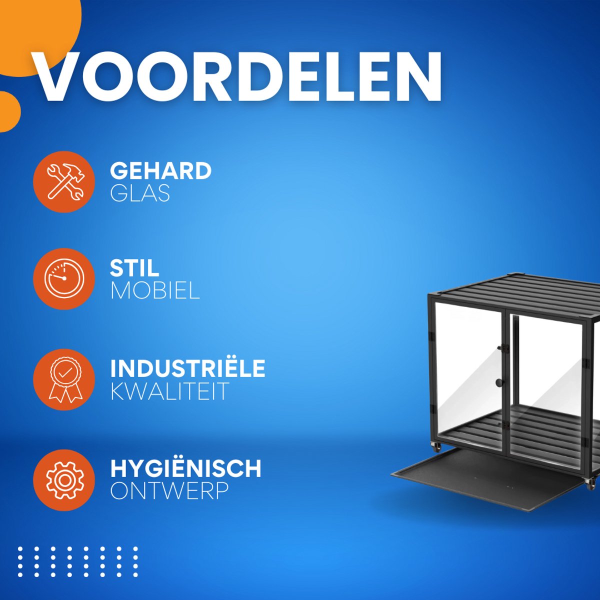 Hondenbench Cleany - Op wieltjes - Gehard glas - Hondenkennel - Met Aluminium Frame - 76cm
