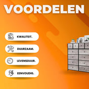 Dressoir kast - Grijs - voor Woonkamer of slaapkamer met 12 Lades - Stof en stalen frame - Ladekast - Opbergkast