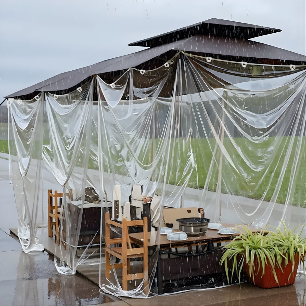 Zeildoek 200x400cm - Transparant - Verranda - Dekzeil - Overkapping - Voor Terras, Pergola & Tuinhuis - Waterdicht - Wind