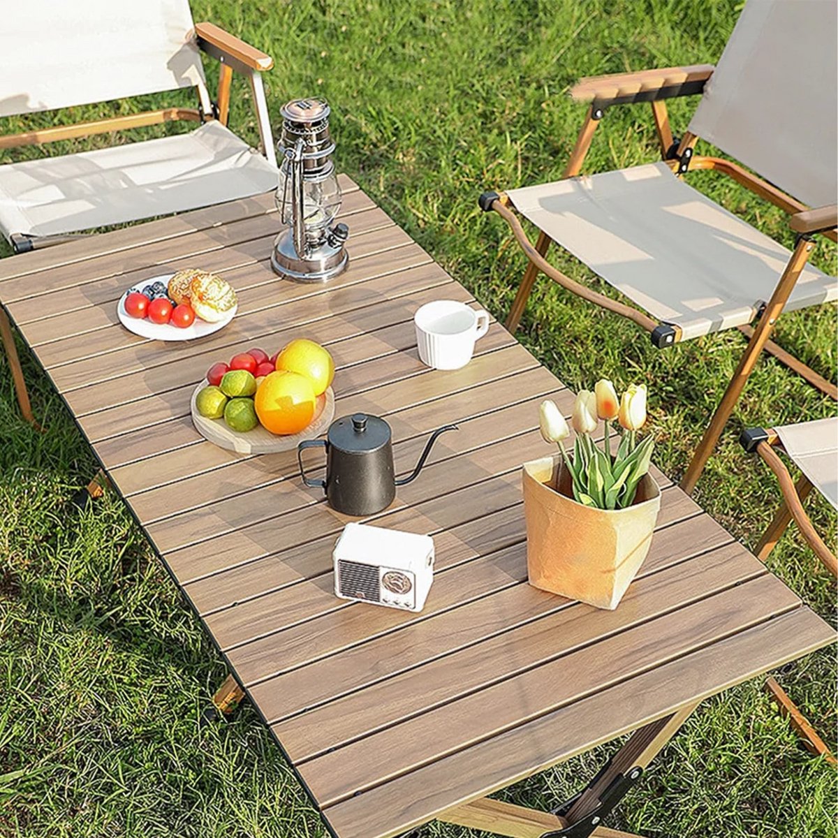 Buiten klaptafel - Campingtafel - Vouwtafel - Voor picknick, kamperen & BBQ - Draagbare campingtafel met draagtas - Lichtgewicht inklapbaar