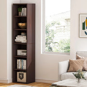 6-Lagen Hoek boekenkast - Boekenplank - Wandplank - Boekenrek - 30x30x180 cm - Voor Thuiskantoor en Kleine Ruimtes - Chocolade
