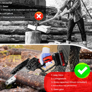 Mini Kettingzaag 15cm - Draadloze Elektrische Zaag - 21V Brusheloze Motor - 3000mAh Accu - Voor Hout & Tuinwerk