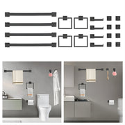 Handdoekstangset - Handdoekrek - Handdoekhouder - Badkameraccessoires - Voor Wandmontage in Badkamer - Zwart
