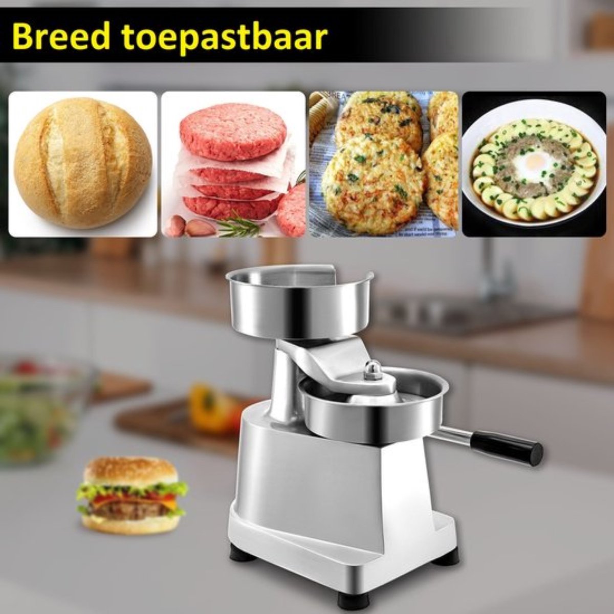 Happyment Professionele Hamburgerpers - Hamburger Maker - Incl. Waspapier