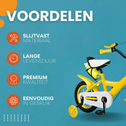 Kinder driewieler 17 inch - Met zijwieltjes en mand - Voor kinderen - Kinderfiets - Babyfiets - Peuterfiets - Geel- 1 tot 5 jaar