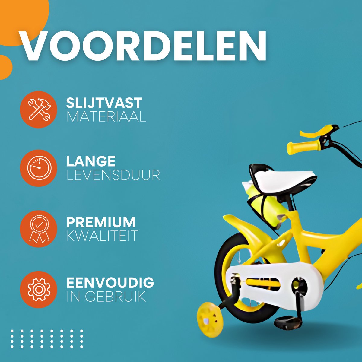 Kinder driewieler 17 inch - Met zijwieltjes en mand - Voor kinderen - Kinderfiets - Babyfiets - Peuterfiets - Geel- 1 tot 5 jaar