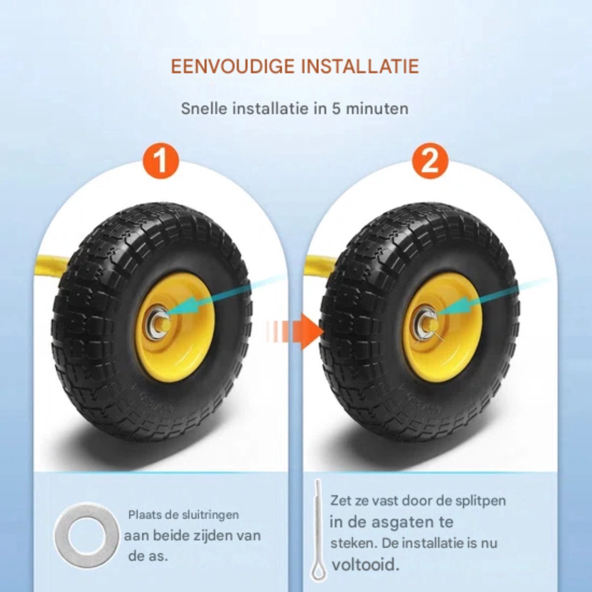 Kruiwagenwiel - 80KG - 10 inch banden - Duurzame wielen - Karren en trailers - 2 stuks