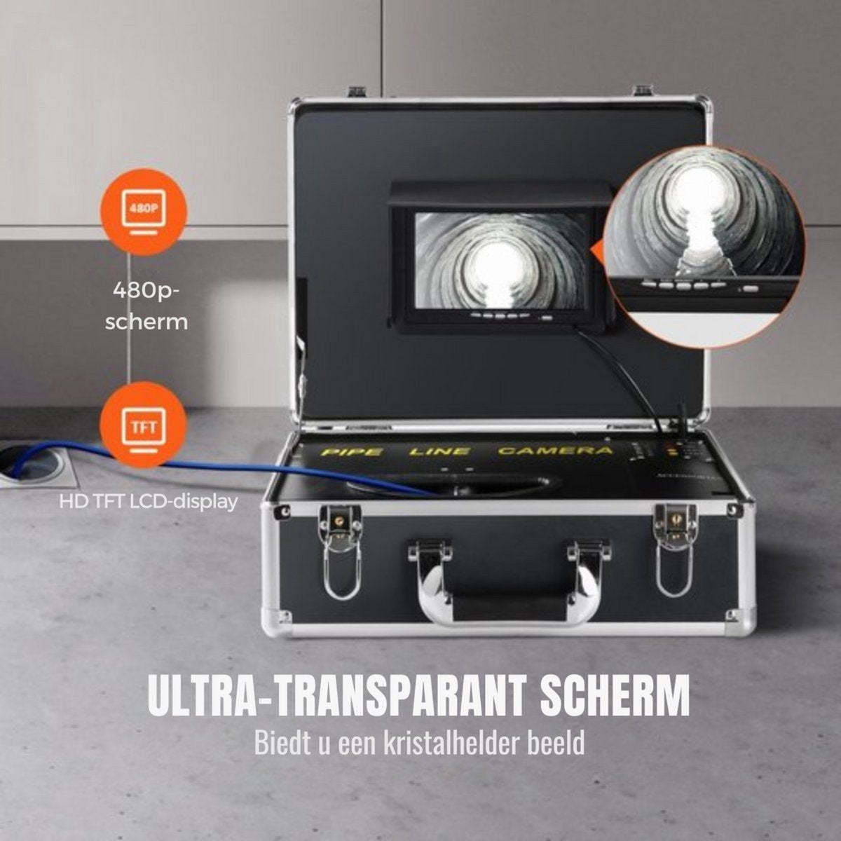 Endoscoop inspectie camera PRO - Rioolcamera - 7 inch - Inspectiecamera - 40m Lokalisatie - 480p 130° - Apparaat voor ondergrondse leidingen