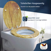 WC-bril - Toiletbril – Voor Toilet & Badkamer – Soft-Close - Houtlook