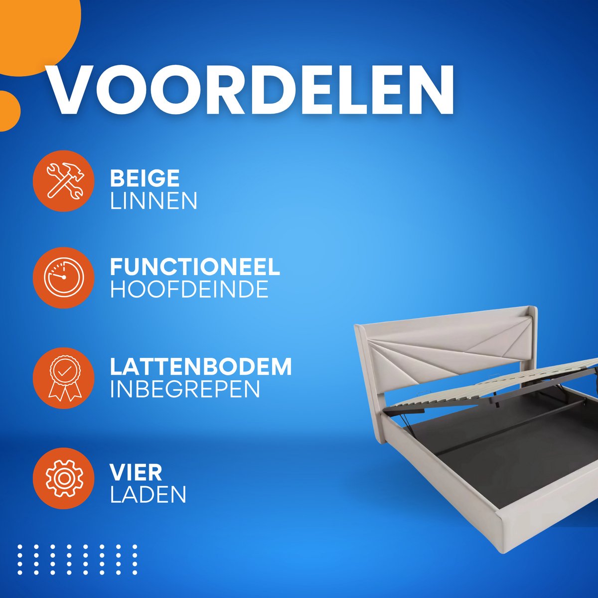 Bed - Tweepersoonsbedden - Tweepersoonsbed - Twijfelaar - Voor Slaapkamer - Met USB-C Oplaadfunctie, Opbergruimte & Comfortabel Hoofdeinde - Linnen Bekleding, Lattenbodem & Inclusief Matras - 140x200cm