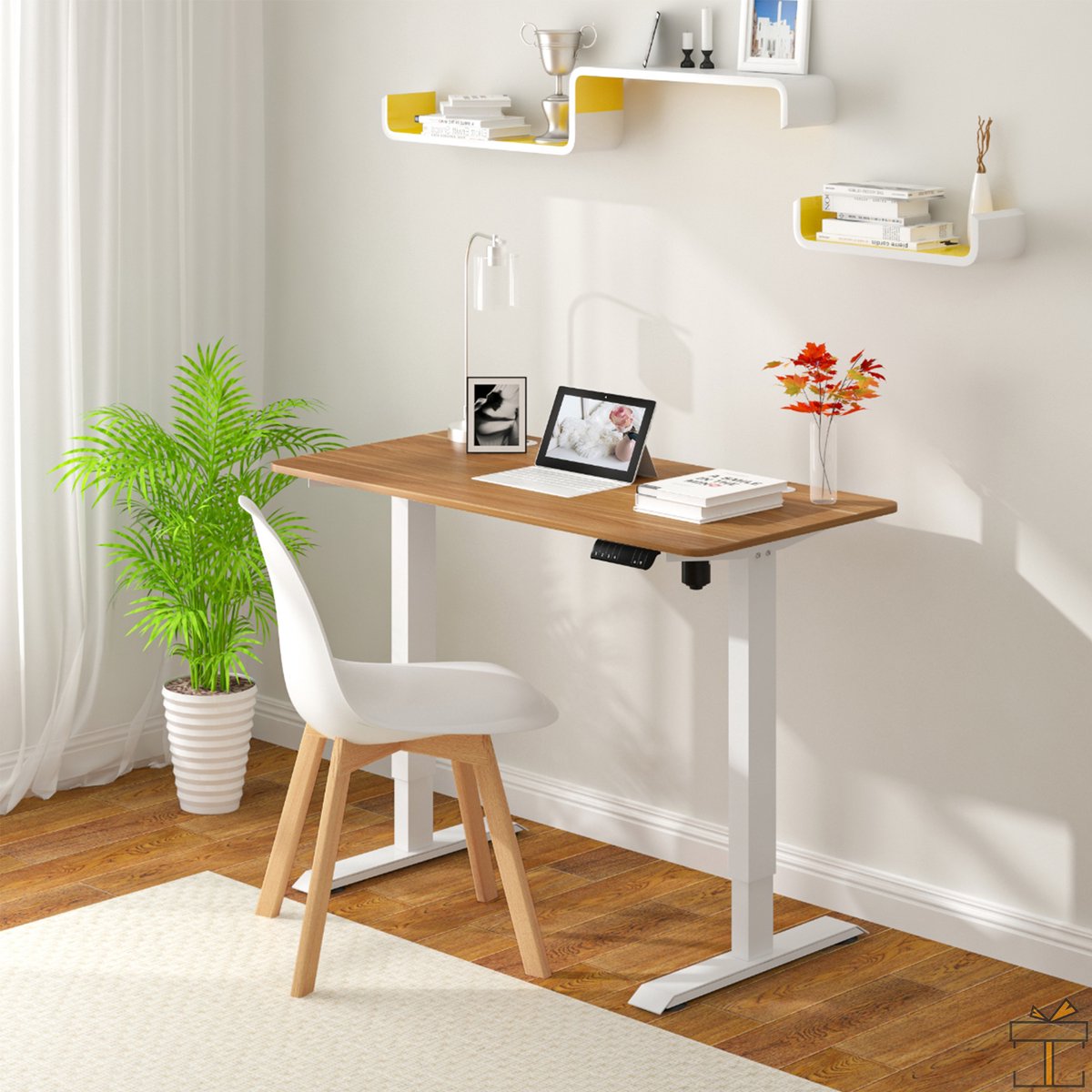 Happyment Sta of zit bureau Deluxe - In hoogte verstelbaar 72-116 cm - Werk - Computer Bureau - Studie - Bruin - Elektrisch