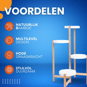 Opulence Moderne plantenstandaard - Plantentafel voor binnen - Ronde Houders met 5 lagen - Plantrek voor bloempotten - Bamboe