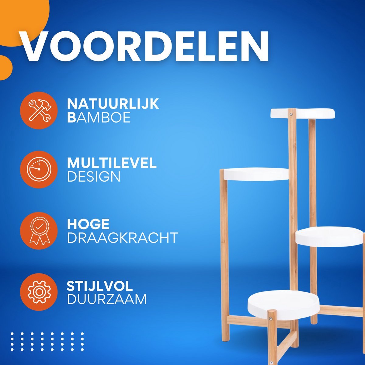 Opulence Moderne plantenstandaard - Plantentafel voor binnen - Ronde Houders met 5 lagen - Plantrek voor bloempotten - Bamboe