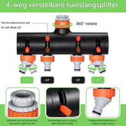 Tuinslangadapter Zyrell - Aansluit 4-set - Tuinspuit - Aansluitset - Slangsplitter met Klep voor Buitenirrigatie - Aluminiumlegering & ABS Connectoradapter