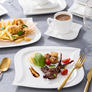 Refined Dinerborden – 6 persoons – 30 delig – Wit Keramisch – Serviesset – Breakfast Plates
