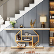 Moderne Haltafel Vexa - Goud - Wandtafel - Consoletafel - 30x180x90 cm - Voor Gang en Woonkamer