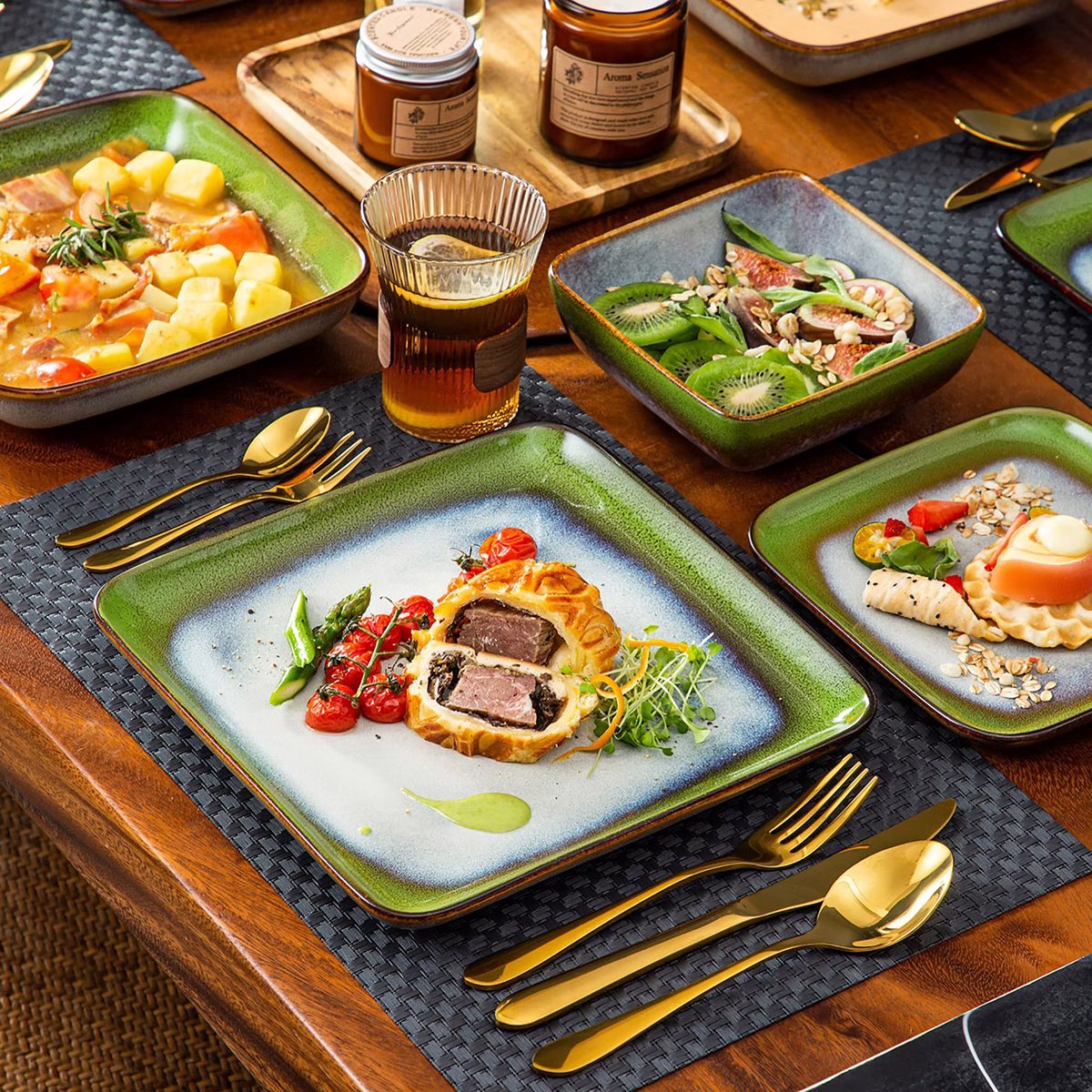 Velvet color Ontbijtborden – 4 persoons – 16 delig – Keramisch – Eetborden – Breakfast Plates – Hoogwaardige kwaliteit