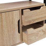 Bolt Edge Boekenkast - Industrieel - 4 Lagen - Oak - Met Deur en Lades - Hout/Metaal