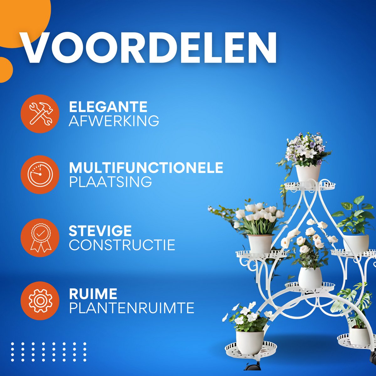 Metalen plantenstandaard Venetia - 6 plekken - Plantenrek - Plantentafel - Voor binnen & buitengebruik - Bloempothouder