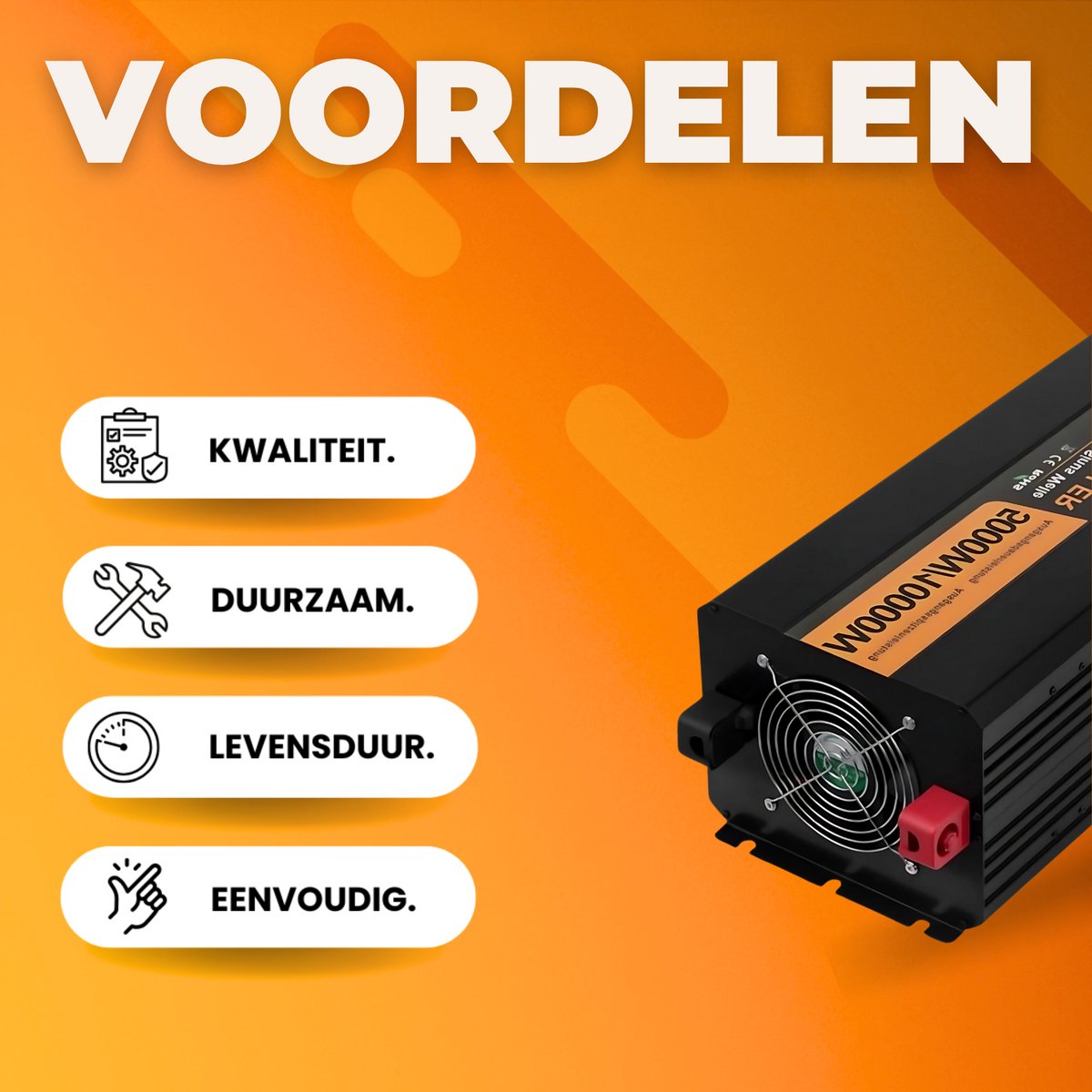 Mobiele Transformator - Omvormer - DC 24V naar AC 230V - 5000W met Oplader - 10000W Piekvermogen - Zwart