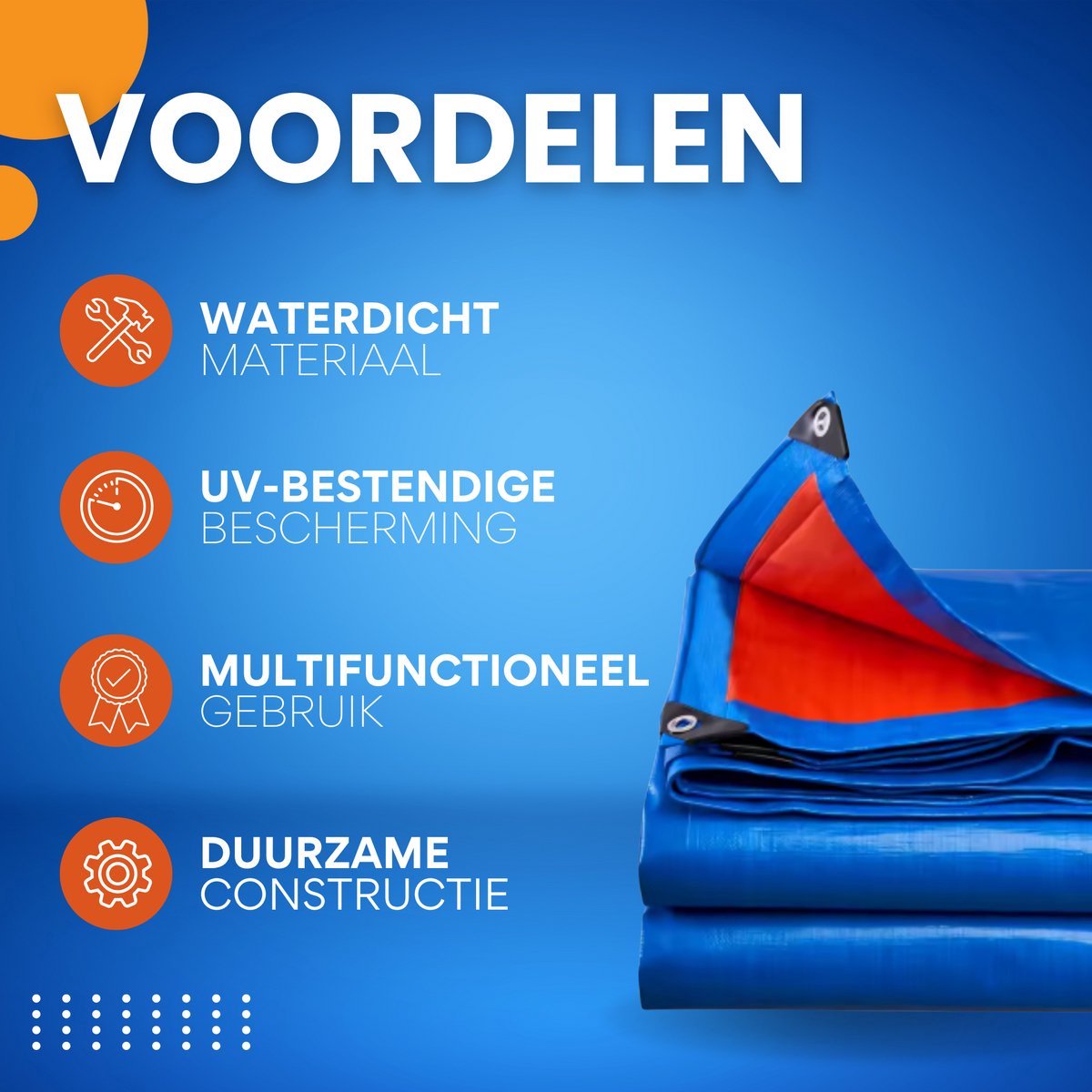 Dekzeil Tavien - 180g/m² PE - Voor Tuinmeubelen, Zwembad, Hout, Auto & Boot - Waterdicht - Weerbestendig zeildoek - 300x400cm - Blauw - Bouwzeil - Afdekzeil - Beschermhoes