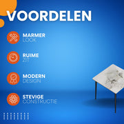 Marmeren Eetkamertafel 4 Personen - Glossy Groen - Metalen Poten - Voor Keuken, Restaurant & Café