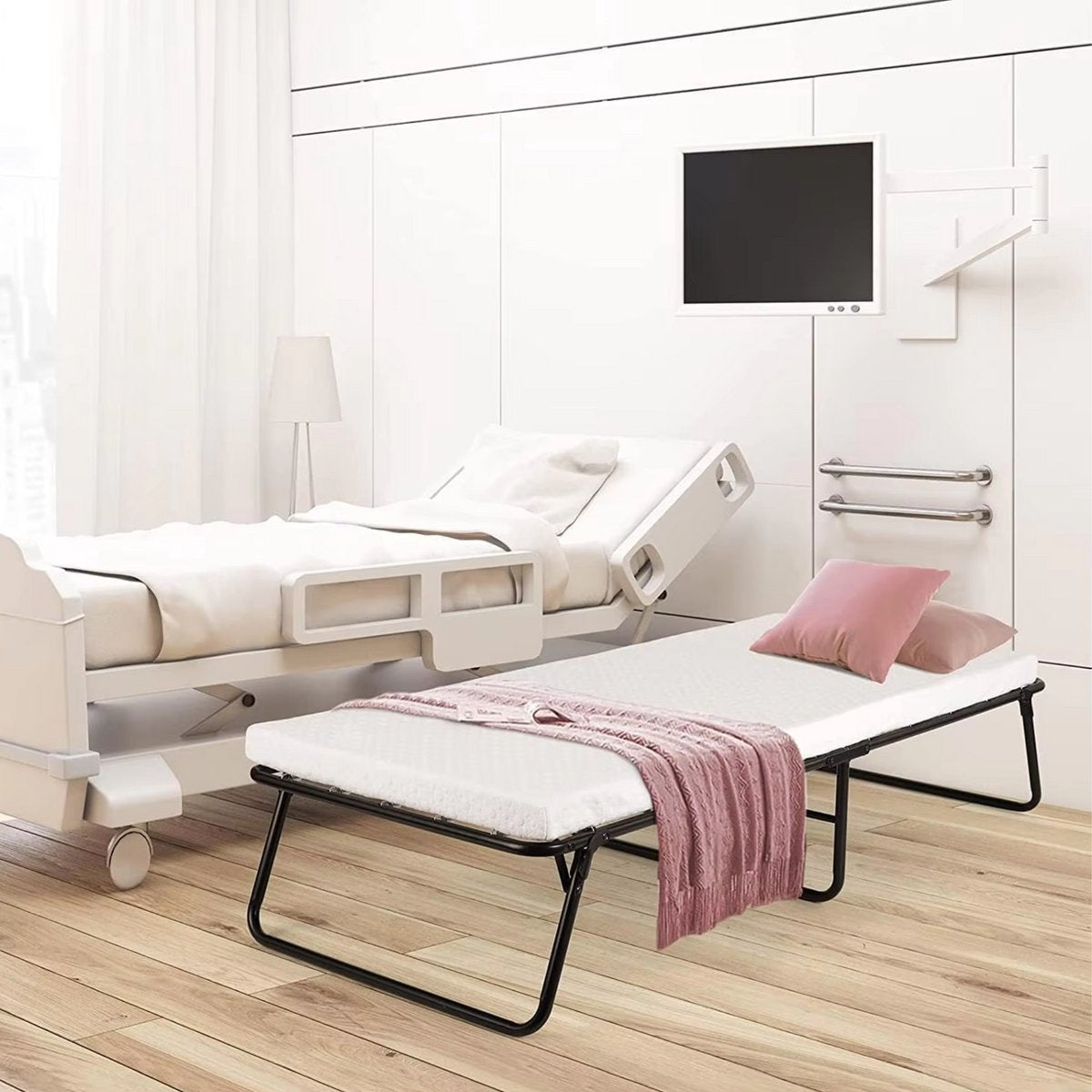 Opklapbed voor Volwassenen - Met matras - 80x190cm - Logeerbed - Vouwbed 1 persoons - Inklarbaar