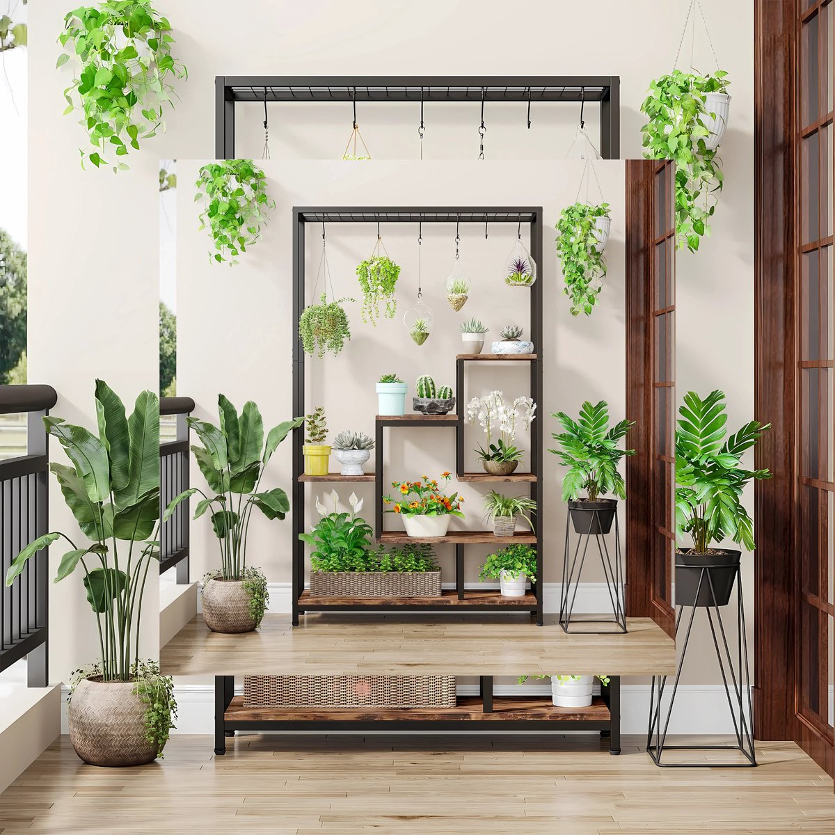 Plantenstandaard met 5 lagen - Plantenrek voor Binnen - 180cm - Plantenladder - Bruin