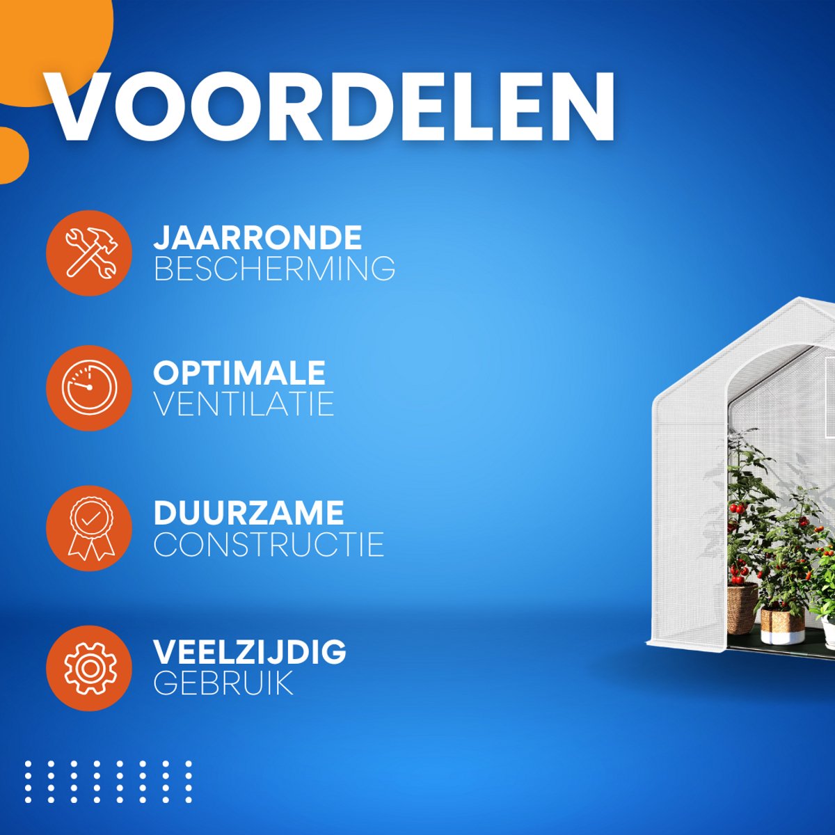 Foliekas Tuinkas - Winterbestendig - PE-folie 135 g/m² - Kweekhuis - Broeikas - Kweekkast voor tomaten & klimplanten - 200x80x200cm Wit