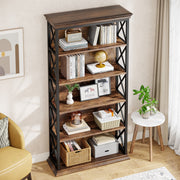 Boekenkast Vexa - Bruin - 6 Lagen - Boekenrek Opbergrek - Voor Woonkamer, Kantoor of Slaapkamer