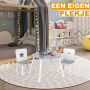 Happyment® Kindertafel en 2 Stoeltjes - Kindermeubel - Tafeltje - Speeltafel - kinderbureau - Black friday - Sinterklaas - Kerstcadeau