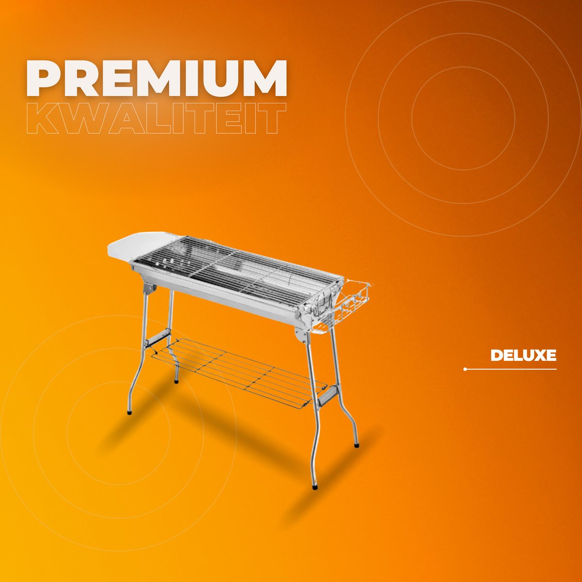 Draagbare opvouwbare houtskoolgrill - Kampeergrill - Barbecue - Voor picknick, festival, camping en feest - Roestvrijstalen rechtopstaande grill met anti-aanbakpan