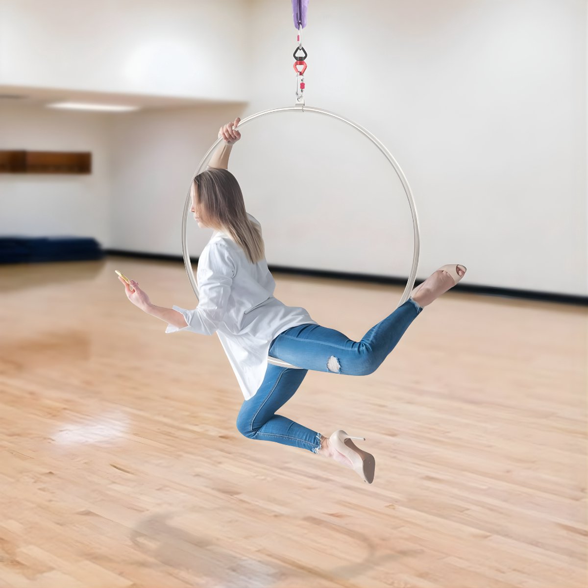 Hoop - Hula hoop - Hoepel - Voor yoga, acrobatiek en circus - Zilver