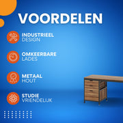 Computerbureau - Bureau met lades - Werktafel - Voor studeren of werken - 3 lades - Walnut