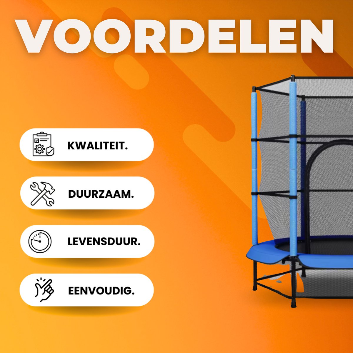 Trampoline met veiligheidsnet - 140 cm - Voor kinderen - Kindertrampoline - Blauw - Buitenspeelgoed - Mini trampoline