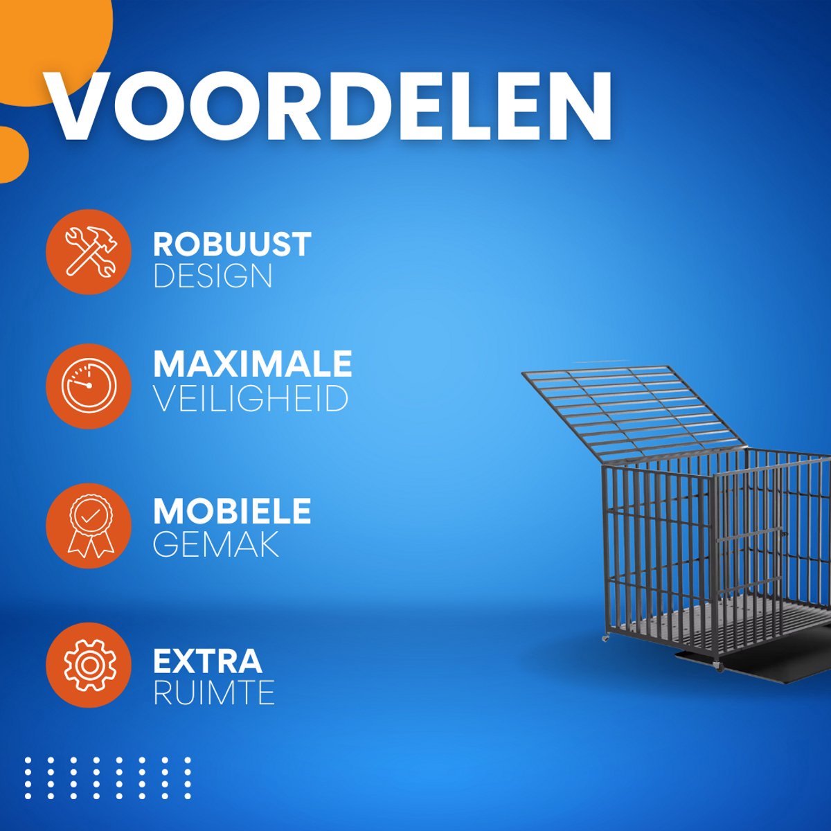 Hondenbench Milano - 95CM - Hondenhok - Metaal - Kennel - Op wielen