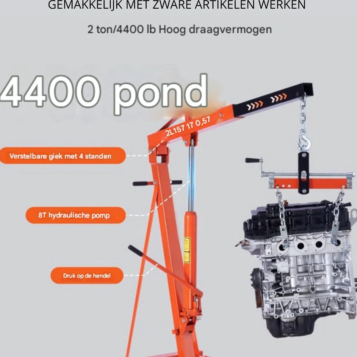 Werkplaatskraan - Inklapbaar - Motorblokkraan - Motorkraan - Garagekraan - motorkrik 680 kg -Motorhouder - Motorkrik