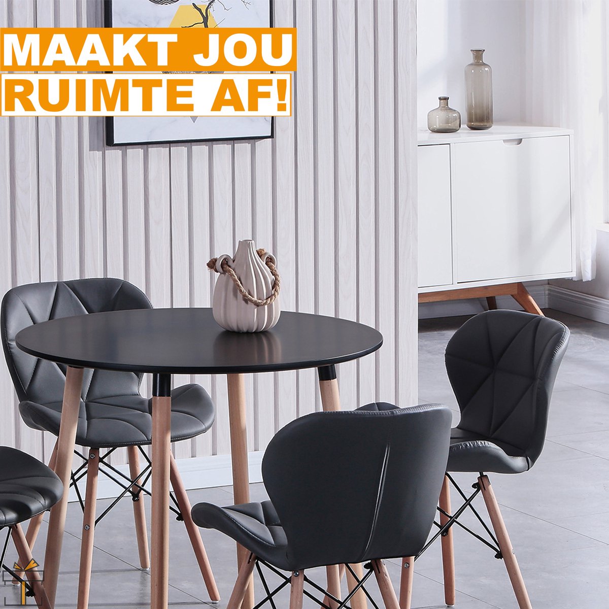 Happyment Moderne Eetkamerstoelen Grijs - Set van 8 - Woonkamerstoelen - Zithoogte 38cm - Keukenstoelen - Kuipstoel