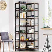 Boekenkast Dully - 7 lagen - Hoekkast - Bruin - Hoekrek - Voor Woonkamer, Slaapkamer of Kantoor - 60x60x200cm