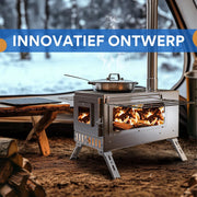 Campingkachel Fioren - Campingtent Houtkachel - Kooktoestel - Voor Buitenverwarming - Pannen - Grill - RVS