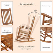 Schommelstoel Vaylen - Wipstoel - Voor Slaapkamer, Woonkamer, Tuin & Balkon - Grote Stoel voor Volwassenen - Houtlook