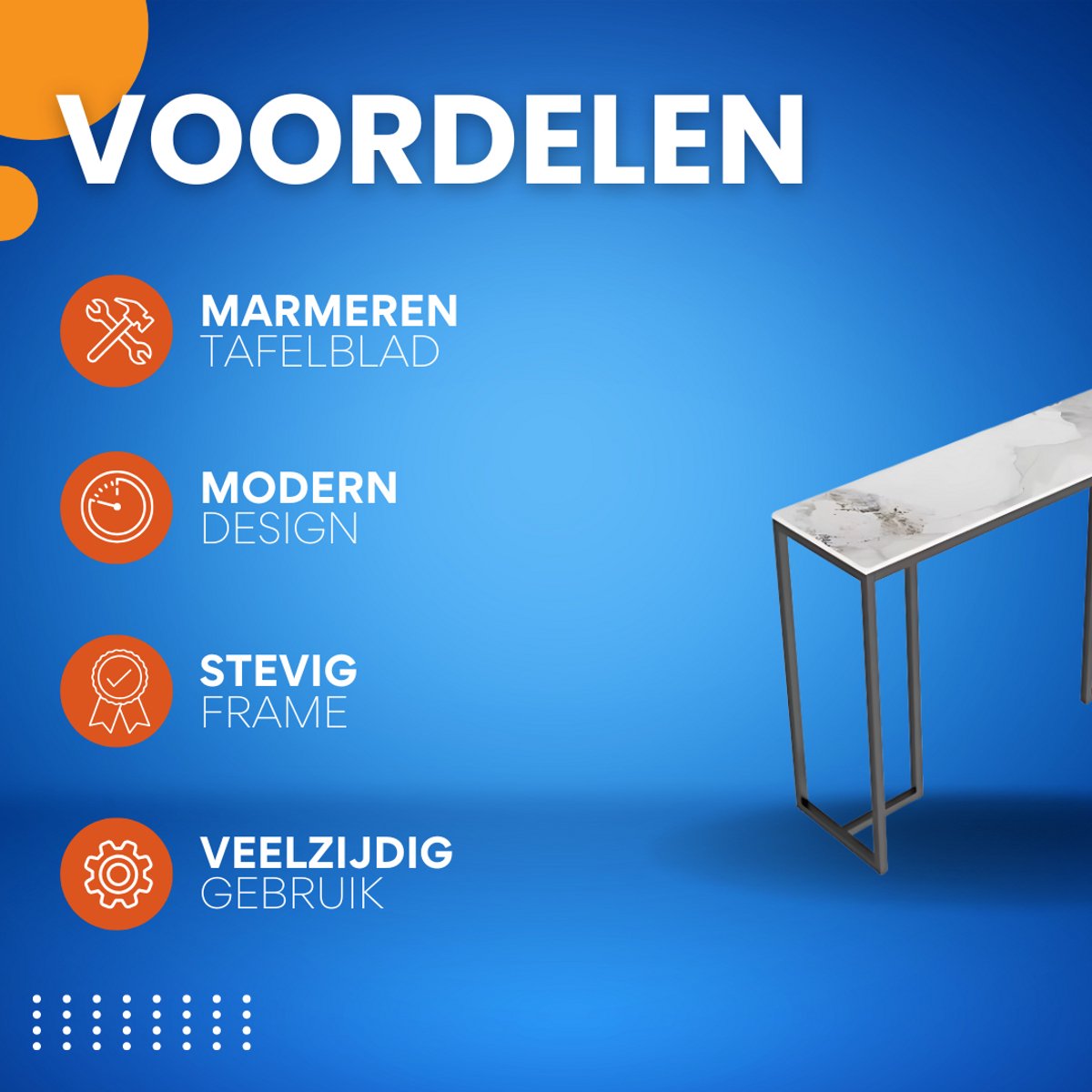 Consoletafel Emerald - Haltafel - Wandtafel - Sidetable - 100cm - Marmer look