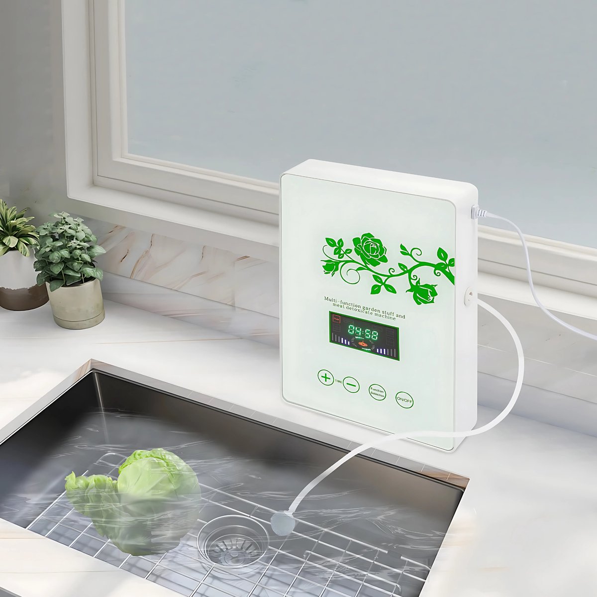Ozon Sterilisator met Touchscreen - 3-Sec. Snelselectie - Voor Reinigen van Fruit, Groenten & Vlees - Geurverwijdering & Desinfectie