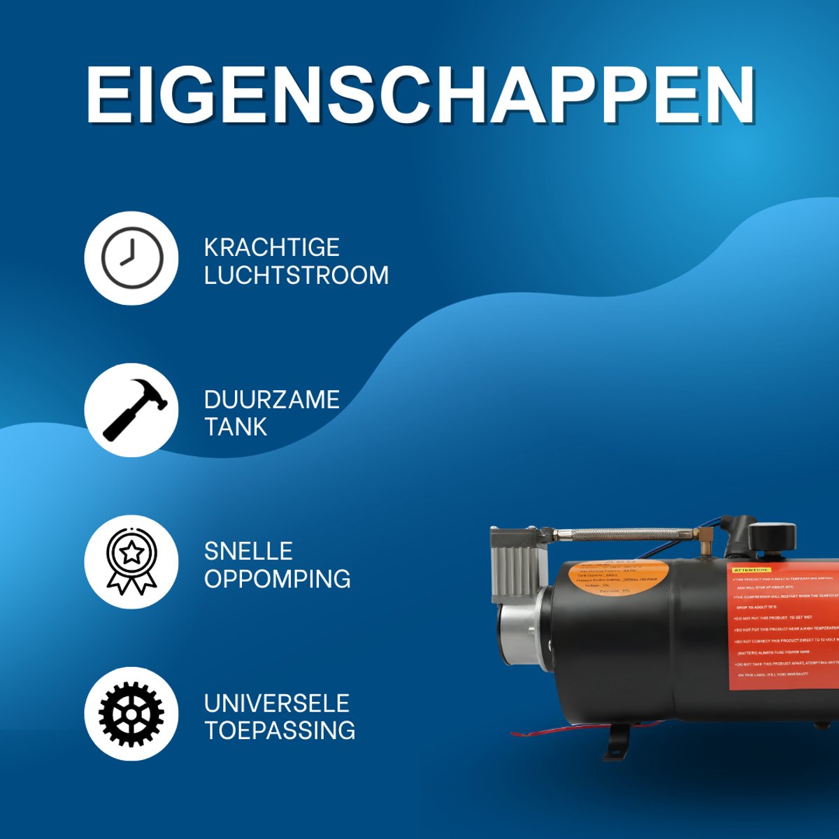 Luchtcompressorpomp met tank - Voor trein- en vrachtwagenhoorns - Krachtige luchtaanvoer - Met pomp en luchttank